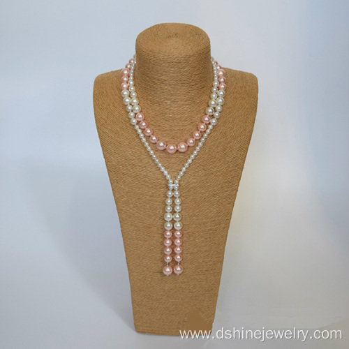 Handmade Pearl Knots Jewelry Long Shell Pearl Necklace